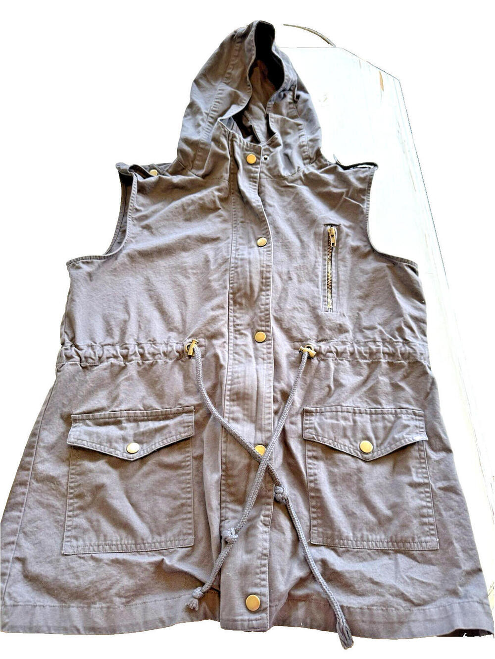 Zenana Outfitters Hooded Utility Vest Full Zip Women 2X Outdoors Hiking Travel